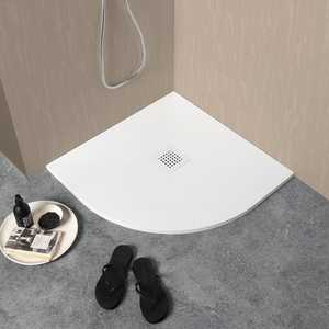 Receveur de douche semi-circulaire 80x80 en résine blanche Milan - Articles de bain et toilettes - Product Image 3