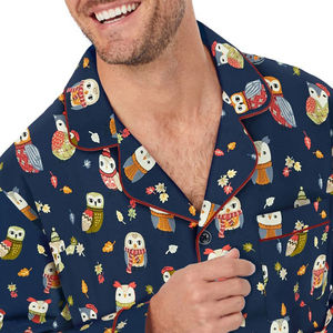 Robe de nuit sans manches en satin entièrement personnalisée et imprimée pour homme, séchage rapide, respirante, matériau durable, col rabattable - Product Image 2