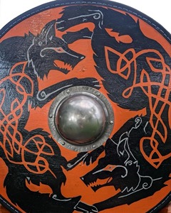 Escudo redondo de guerreros vikingos nórdicos, arte de pared, Escudo de madera DIY para batallas, hoja de acero personalizable por el fabricante de cuchillos - Product Image 5