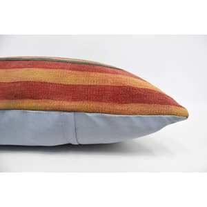 Multicolor Kilim Patchwork Pillow 28x28 Inch Wool <b>Cushion</b> Woven with Subtle Striped Vintage <b>Fluffy</b> Pattern Decorative <b>Cushion</b> - Product Image 5