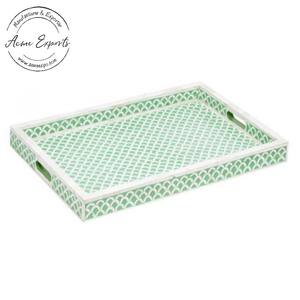 Bandeja Decorativa de Lujo con Incrustaciones de Hueso, Patrón Elegante Hecho a Mano, Acabado Liso, Organizador Estilizado para Mesa de Centro, Decoración del Hogar - Product Image 3
