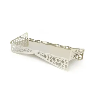 Plateau de service antique en métal de forme rectangulaire dorée pour la décoration de table de maison et de restaurant Plateau décoratif de table de mariage - Product Image 2