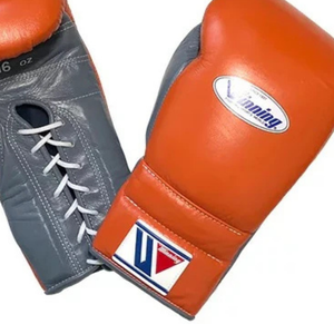 Gants de boxe à lacets Winning Orange Gris Cuir véritable de qualité supérieure Gants de boxe professionnels Entraînement Sparring 8oz 10oz 12oz - Product Image 4