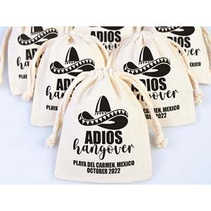 Bolsas de Algodón Orgánico Adios para Kit Antiresaca, Bolsa de Recuperación para Fiestas de Tela de Algodón Crudo, Logotipo Bordado, Serigrafía para Almacenamiento de Manualidades - Product Image 3