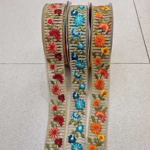 Cintas y cordones bordados a máquina por encargo en cuatro colores 2 pulgadas de ancho Varios diseños para vestidos de novia - Product Image 6