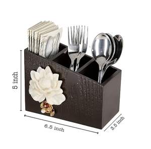 Porte-cuillères en bois imprimé finition naturelle avec motif design – Organiseur de cuillères de cuisine en bois imprimé - Product Image 3