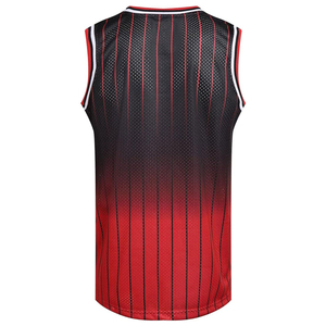 Maillot de basketball personnalisable noir-rouge dégradé, respirant, séchage rapide, 100 % polyester, sans manches, pour le sport (vente en gros) - Product Image 2