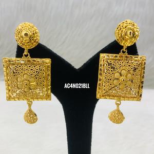 Long collier élégant de style mariage avec boucles d'oreilles et bagues en plaqué or 18 carats bijoux d'un gramme pour femmes - Product Image 3