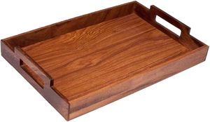 Bandeja de Servir de Madera Resistente, Diseño Elegante de Estilo Moderno, Bandeja de Madera para Cocina, Baño, Vajilla, Apta para Lavavajillas, Tallada para Comedor - Product Image 5