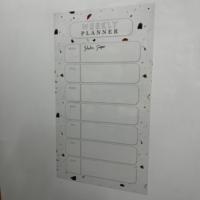 Planificateur hebdomadaire effaçable à sec durable 2024, organisateur avec surface tableau blanc réutilisable, fixation par électrostatique, en bois et polystyrène