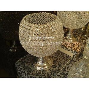 Pedestal Metal Base Crystal Ball Silver Votive Candle Holder Table Centerpieces for <b>Buffet</b> <b>Cabinet</b> Home Wedding - Product Image 2