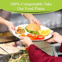 Assiettes jetables en bagasse compostable à 3 compartiments pour les fêtes, le camping, vaisselle robuste, plateau, logo personnalisé