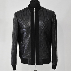 Áo Khoác Da Nữ Dập Nổi Da Trăn Màu Đen Da Bò Thật Phong Cách Bomber Da Lộn Mới - Product Image 1