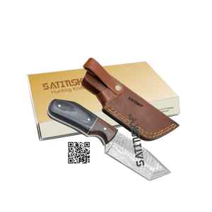 Couteau de chasse Damas avec manche en bois Pakka noir et bois de rose et gaine Acier Damas: 1095 + 15N20 Haute teneur en carbone - Product Image 6