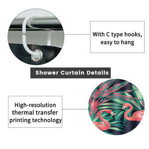 Custom Printed Waterproof Shower Shower <b>Curtain</b> for Bathroom Waterproof Polyester with <b>Hooks</b> - Product Image 2