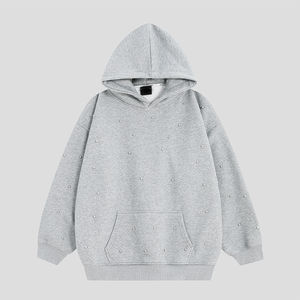 เสื้อฮู้ดผู้ชายผ้าฝ้ายออร์แกนิกโอเวอร์ไซส์ทรงหลวมโลโก้ออกแบบได้ตามต้องการสำหรับฤดูหนาว - Product Image 2