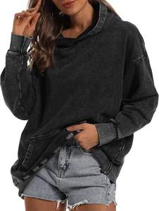 Heavy Cotton Pullover Hoodie Hombres Acid Washed Street Look Street Hoodie Solid Acid Washed Cotton - Product Image 3