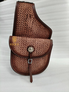 Sac de selle en cuir ADEEFA Western Full Basket Tooled pour cheval, pour la randonnée équestre, le camping et le stockage équestre en plein air, en provenance d'Inde - Product Image 1