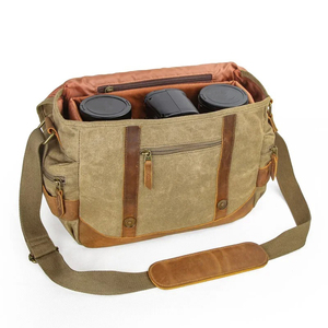 Último 2025 modelo Vintage cera engrasada lona mensajero cuero DSLR Cámara Digital bolsas para fotografía impermeable - Product Image 3