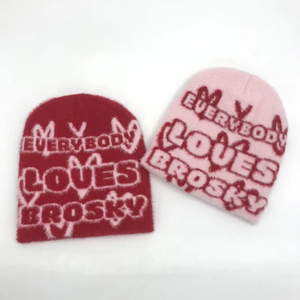 Nuevo estilo de diseñador de alta calidad de invierno Impresión digital Jacquard Knit Cuffless Beanie Mohair Gorros personalizados Sombreros - Product Image 5