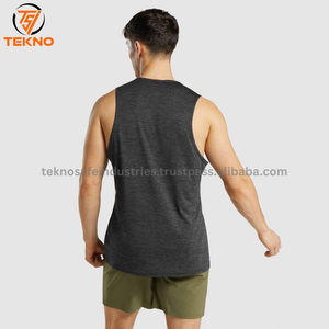 เสื้อกล้ามออกกำลังกายแขนกุดสำหรับผู้ชาย, เสื้อกล้าม100% คอตตอนแห้งเร็วระบายอากาศได้ดีผ้าถักยอดนิยม - Product Image 2