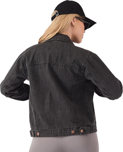 Chaqueta vaquera de algodón crudo para mujer, ropa de abrigo negra de estilo elegante que funciona con trajes casuales que crean un aspecto elegante de temporada - Product Image 3