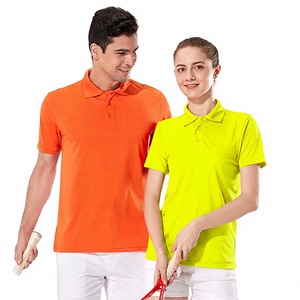 <b>Orange</b> Short Sleeve <b>Polo</b> Shirt Men Women Solid Color Cotton Casual Breathable Regular Fit - Product Image 3