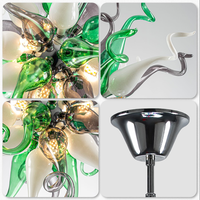 Lustres Sputnik LONGREE en verre soufflé à la main vert, luminaires de plafond pour salon, chambre à coucher, bureau