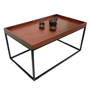 Table basse rectangulaire 100x60x50 (cm) durable, convertible, style moderne, meubles de salon avec plateau en bois et structure en fer TT68200 - Product Image 3