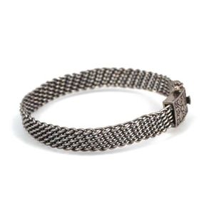 Brazalete Elegante de Plata de Ley 925 con Diseño de Cesta Tejida en Negro Oxidado, Unisex para Uso Diario - Product Image 3