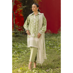 Traje de 3 Piezas para Mujer con Estampado de Laca, Encaje y Dupatta CL-52436 - Product Image 2