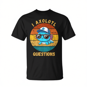 T-shirt mignon rétro bleu Axolotl, design Axolotl style rétro, t-shirt promotionnel - Product Image 3