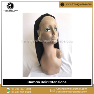 Peluca de cabello humano liso de encaje completo alineado con cutícula sin procesar 100% de 18 pulgadas del mejor fabricante de la India - Product Image 4