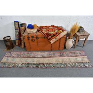 Alfombra Vintage de Estilo Runner de 1.7x6.9 pies, Alfombra Turca de Lana Ikat Azul - Product Image 2