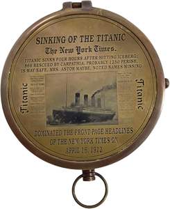 Boussole classique vintage en cuivre |   Boussole de navigation magnétique antique portable, design circulaire, pour les voyageurs et les collectionneurs nautiques - Product Image 4