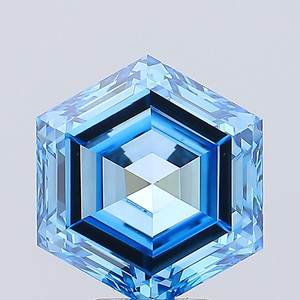 Diamantes CVD cultivados en laboratorio, corte hexagonal de 3 quilates, color azul, certificados por IGI, claridad VVS2, disponibles al por mayor para anillos de compromiso. - Product Image 1