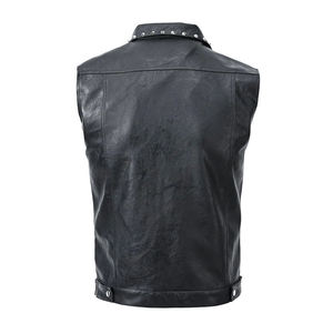 Gilet de moto en cuir véritable noir pour homme, vêtements de sport, personnalisable, séchage rapide, respirant, veste de moto - Product Image 3