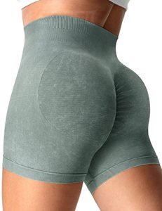 Short de Yoga sans couture taille haute pour femme taille élastique respirant motif solide Leggings d'entraînement Spandex recyclé/Nylon Gym - Product Image 1