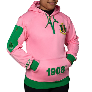 Sudadera con capucha y cremallera de un cuarto AKA para mujer, bordada, de forro polar, personalizada para hermandades, ropa universitaria, rosa - Product Image 3