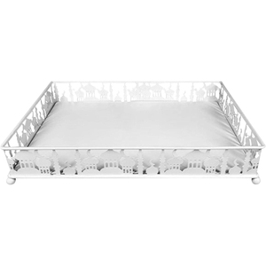 Plateau de design de découpe arabe rond élégant Plateaux de service de fête islamiques en métal Plateau de couleur or Plateau de nourriture Eid Mubarak - Product Image 2