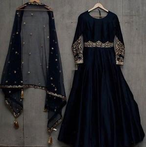 Elegant Embroidery Floor-Length <b>Dress</b> Dupatta Dabkapearls Stone Work Lace Sequined Decoration Button for Party Wedding 2024 - Product Image 1