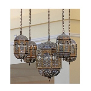 Juego de 4 farolillos de diferentes colores, diseño maravilloso, farol colgante de hierro y vidrio de fabricación en Artes para el hogar - Product Image 3