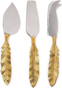 Juego de queso de metal dorado hecho a mano con mango de hoja Juego de herramientas decorativas para queso a precio asequible - Product Image 3