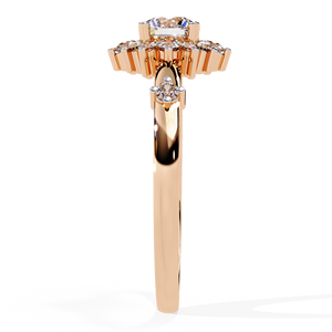 Anillo Vintage con Halo de Flores y Diamante Cultivado en Laboratorio de Corte Exquisito, Oro Sólido de 14K, Certificado IGI, Joyería de Lujo para Compromiso Nupcial para Mujer - Product Image 5