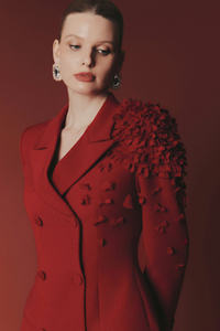 Blazer violet de haute qualité pour femme Veste de costume élégante à double boutonnage avec services ODM Made in Vietnam - Product Image 2