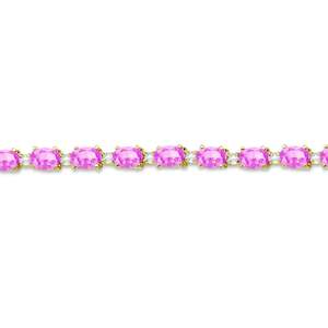 Bracelet tennis en or jaune 14 carats avec saphir rose et diamants 12,00 carats Bijoux de mode - Product Image 2