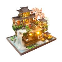PC2203 Fairyland gaya Cina 3D kayu Diy miniatur rumah boneka Diy rumah boneka Kit dengan lampu