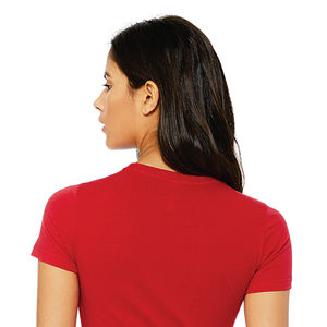 T-Shirt à bandes pour femmes, longueur plus longue, 100% Airlume, en coton peigné et à anneau, 32 simple, 4.2 oz, rouge, Slim - Product Image 6
