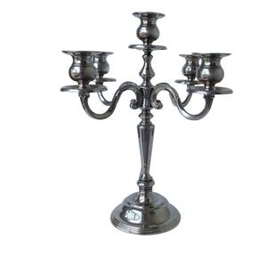 Grand candélabre à cinq bras en aluminium artisanal avec bol à fleurs, candélabre de sol nickelé pour la décoration de la maison, des mariages et des fêtes - Product Image 2