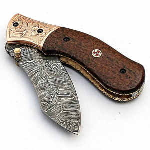 Couteau pliant en acier damas avec manche en bois confortable Couteaux pliants de camping - Product Image 4